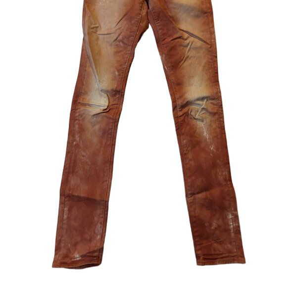 G-Star Raw 3301 Super Skinny Tie-Dye Rust Orange Copper Brown Denim Jeans Sz 28 - Picture 3 of 10